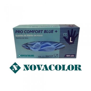 Guantes de Nitrilo Novacolor Pro Comfort + Sin polvo y exento de látex Talla L 8-9